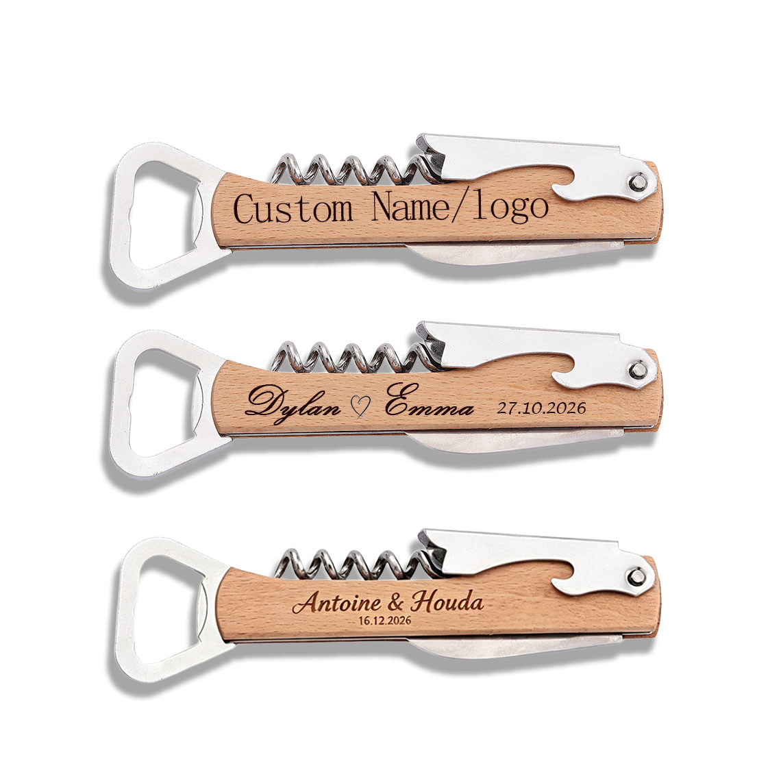 Wine Beer Name - 20 szt. Personalizowane, grawerowane drewniane otwieracze