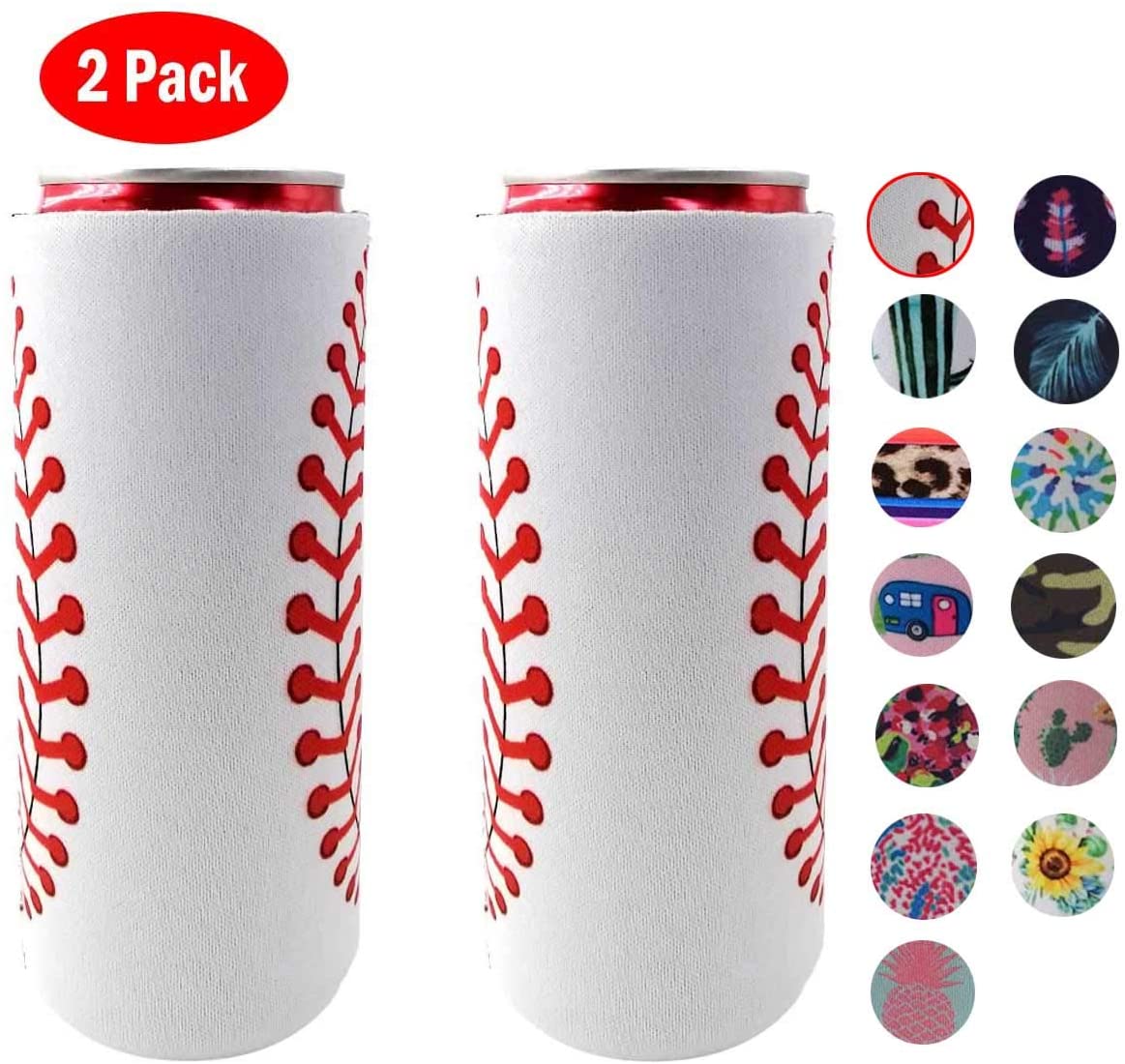 Wine Beer Holder - 2pack Skinny Can Cooler Bag, Wine