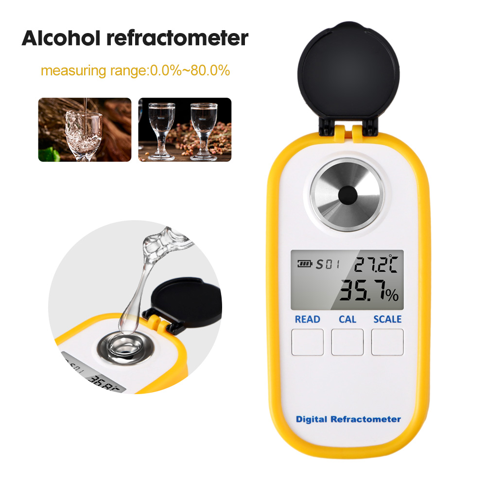 Wine Beer And Spirits - Cyfrowy refraktometr alkoholowy 0-80% wyświetlacz LCD